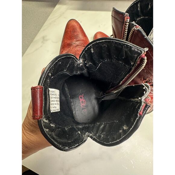 Dingo Adobe Rose Distressed Red Leather Short Western Cowboy Boots, Size 7 - Picture 12 of 14